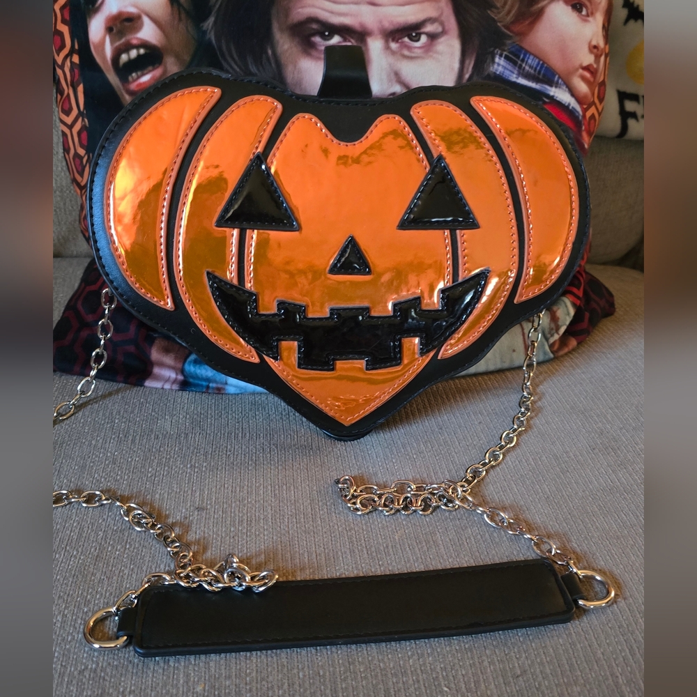 SHEIN Orange and Black Pumpkin Crossbody Bag